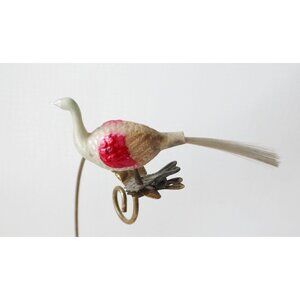Antique Mercury Glass Bird Clip On Long Neck Bird Ornament  Christmas Ornament 1